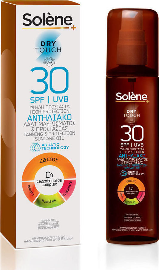 Solene Dry Touch Oil SPF30 150ml Αντηλιακό Λάδι Μαυρίσματος & Προστασίας