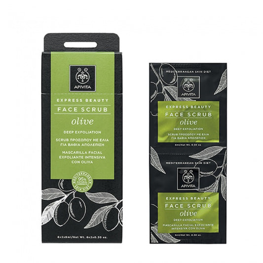 Apivita Express Beauty Scrub Προσώπου με Ελιά για Βαθιά Απολέπιση 2x8ml