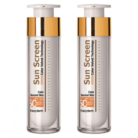 Frezyderm 2 Τεμάχια Sun Screen Velvet Color Face spf50+ 50ml