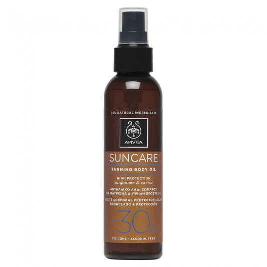 Apivita Suncare Tanning Body Oil Spf 30 Sunflower & Carrot 150ml