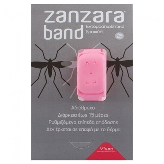 Vican Zanzara Band Αδιάβροχο Εντομοαπωθητικό Βραχιόλι Ροζ Small-Medium