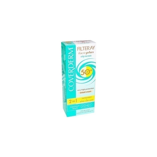 COVERDERM Filteray Face Plus 2 in 1 Sunscreen & After Sun Care Light Beige SPF50+ Oily-Acneic - 50 ml
