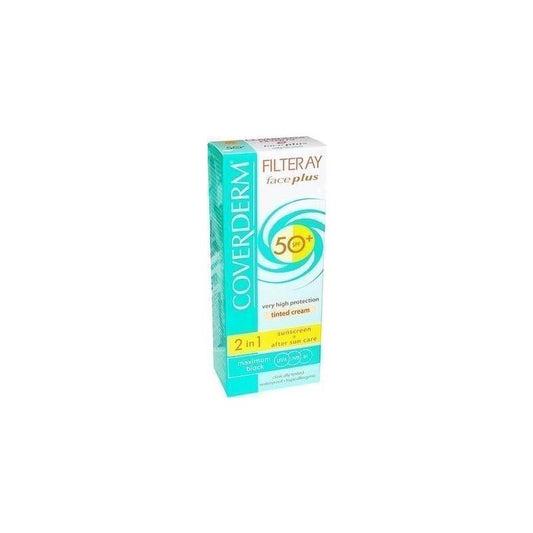 COVERDERM Filteray Face Plus 2 in 1 Sunscreen & After Sun Care Soft Brown SPF50+ Dry-Sensitive - 50 ml.